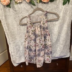 Loft flowy tank top blouse in gray blue with multicolor floral design size XS.